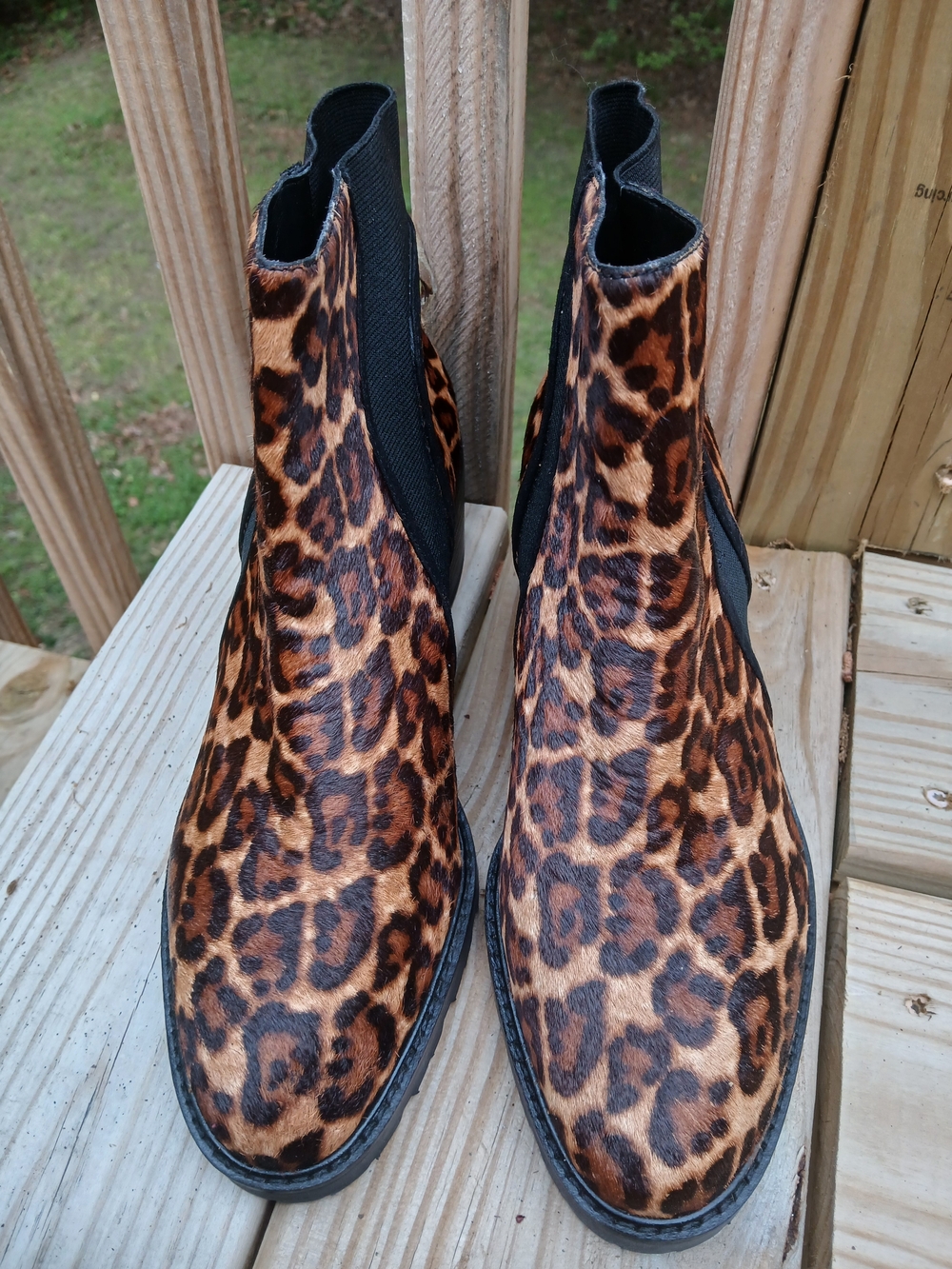 Crown Vintage Leopard-Print Chelsea Booties in Brown and Black